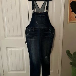 Plus size 24 overalls slightly distressed denim